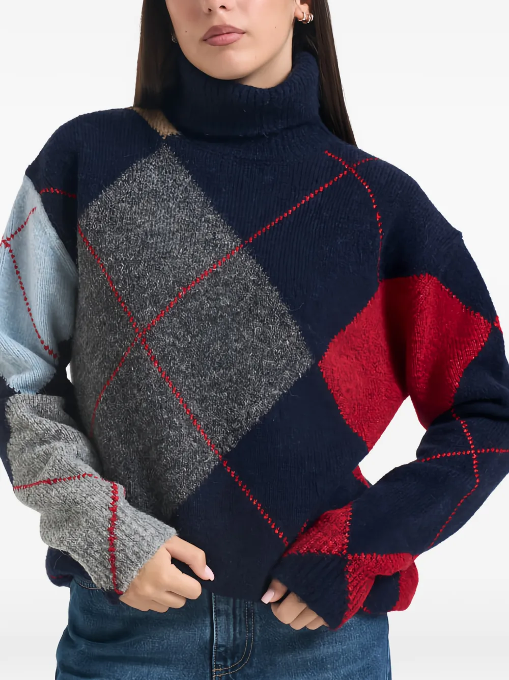 Semicouture Trui met argyle patroon Blauw