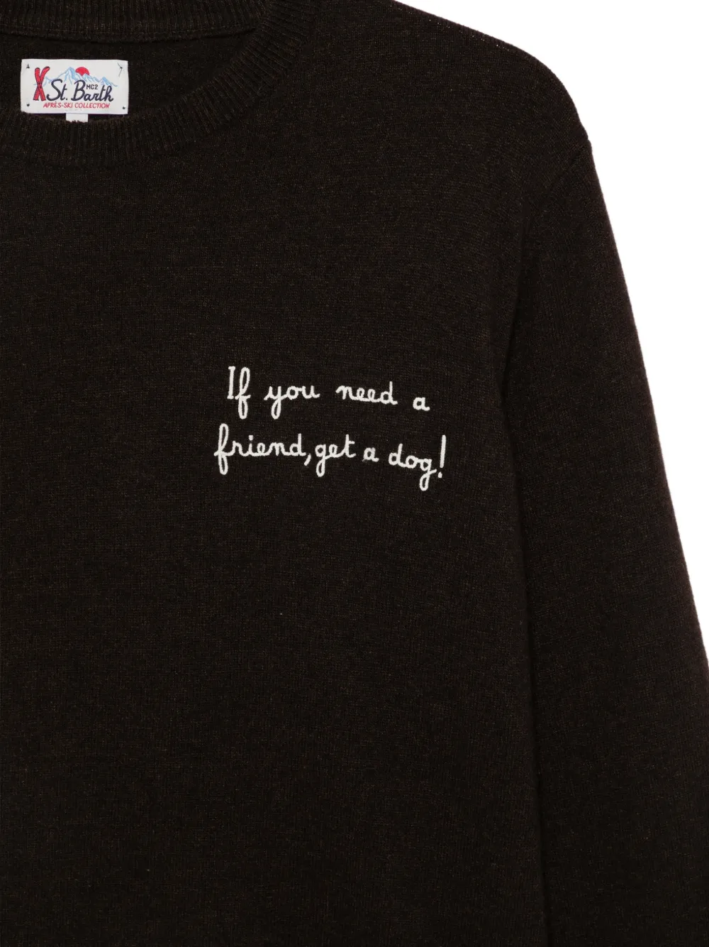 MC2 Saint Barth embroidered-detail crew-neck sweater Bruin