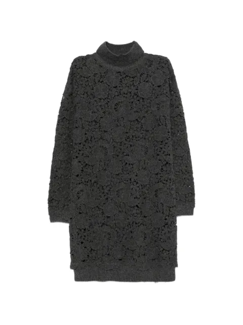 ERMANNO FIRENZE lace-knit roll-neck midi dress