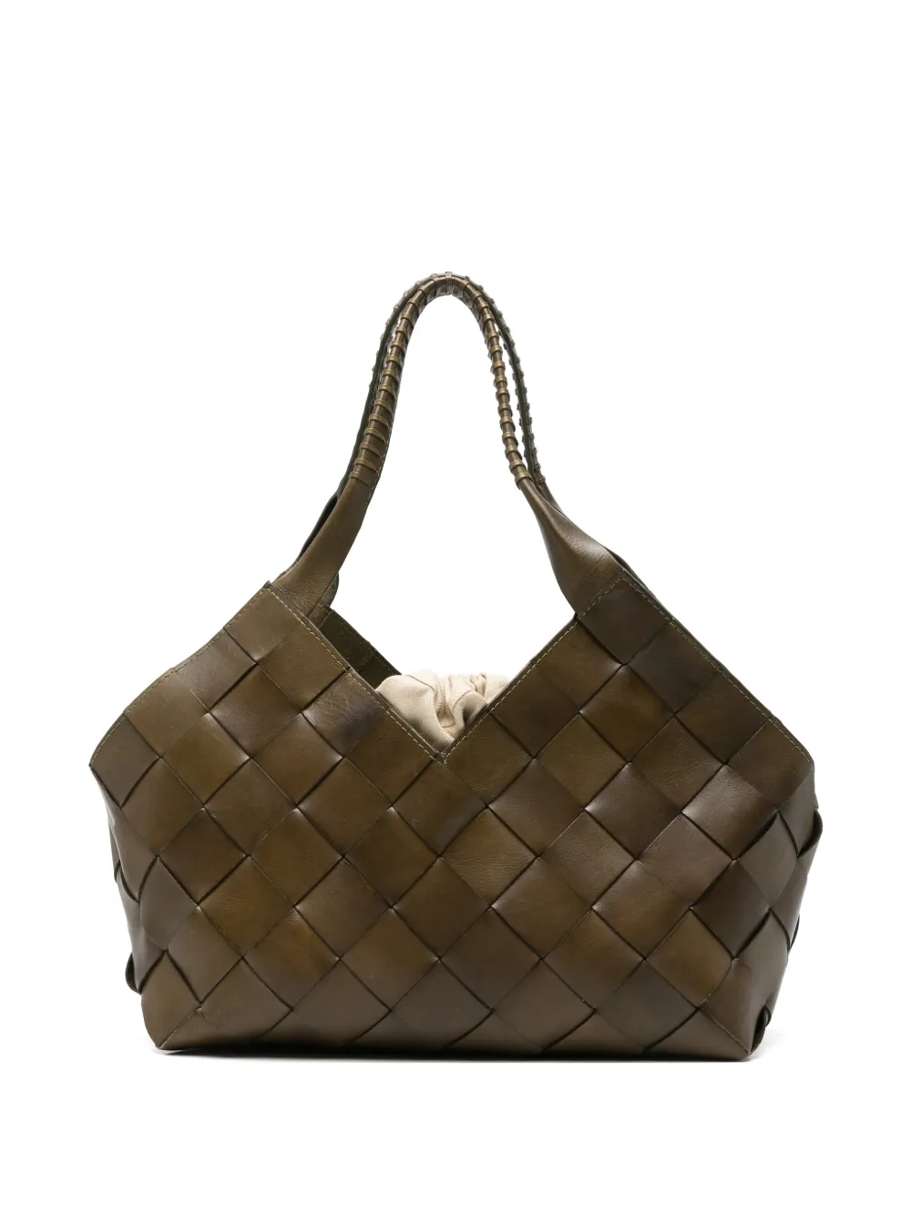 DRAGON DIFFUSION Castello Schultertasche aus gewebtem Leder - Grün
