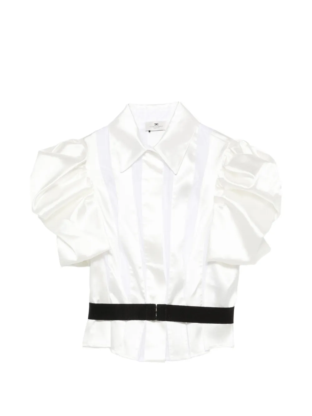 Elisabetta Franchi puff-sleeve belted shirt - Weiß