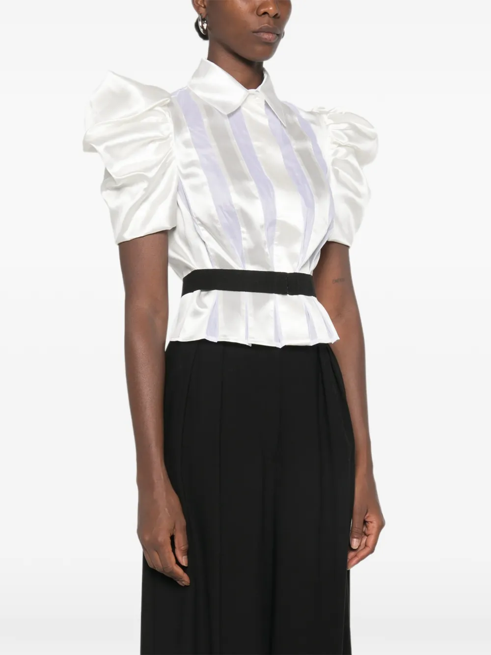 Elisabetta Franchi Shirt met pofmouwen Wit