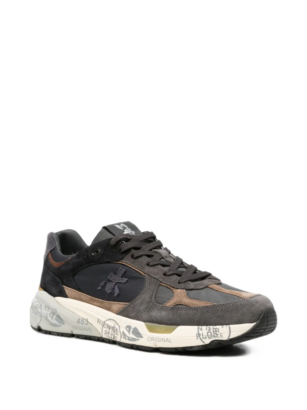 Premiata Mase panelled leather sneakers Grijs