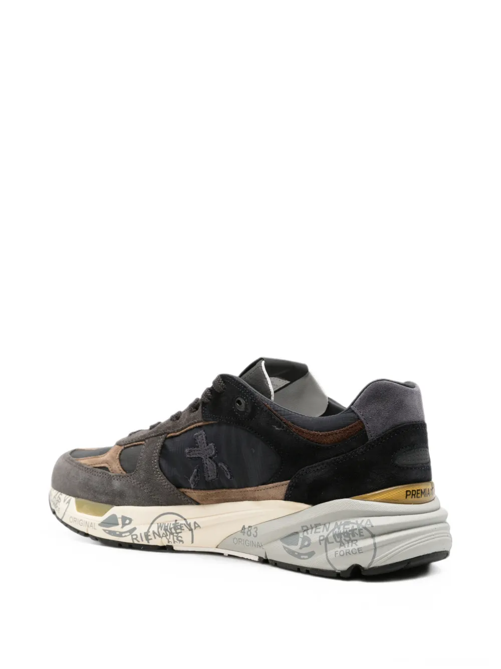 Premiata Mase panelled leather sneakers Grijs