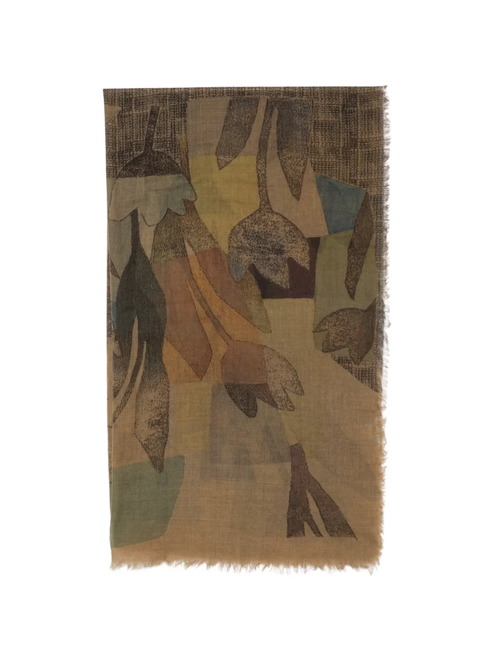 SGOMBERO CANTINE floral-print frayed-edge scarf - Marrone