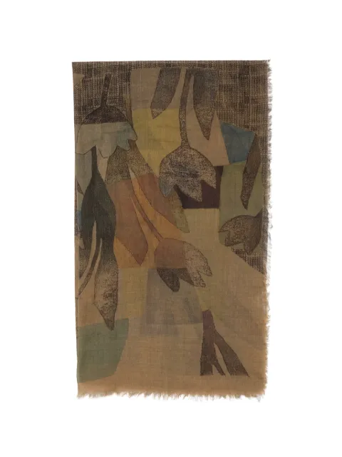 SGOMBERO CANTINE floral-print frayed-edge scarf
