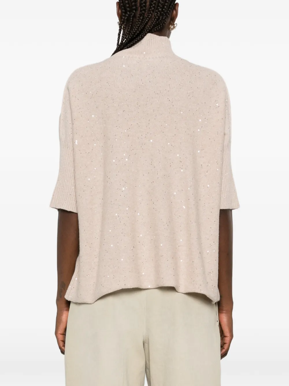 Antonelli sequin-embellished high-neck sweater Beige