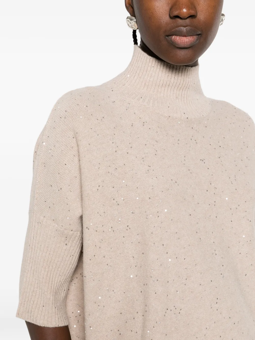 Antonelli sequin-embellished high-neck sweater Beige