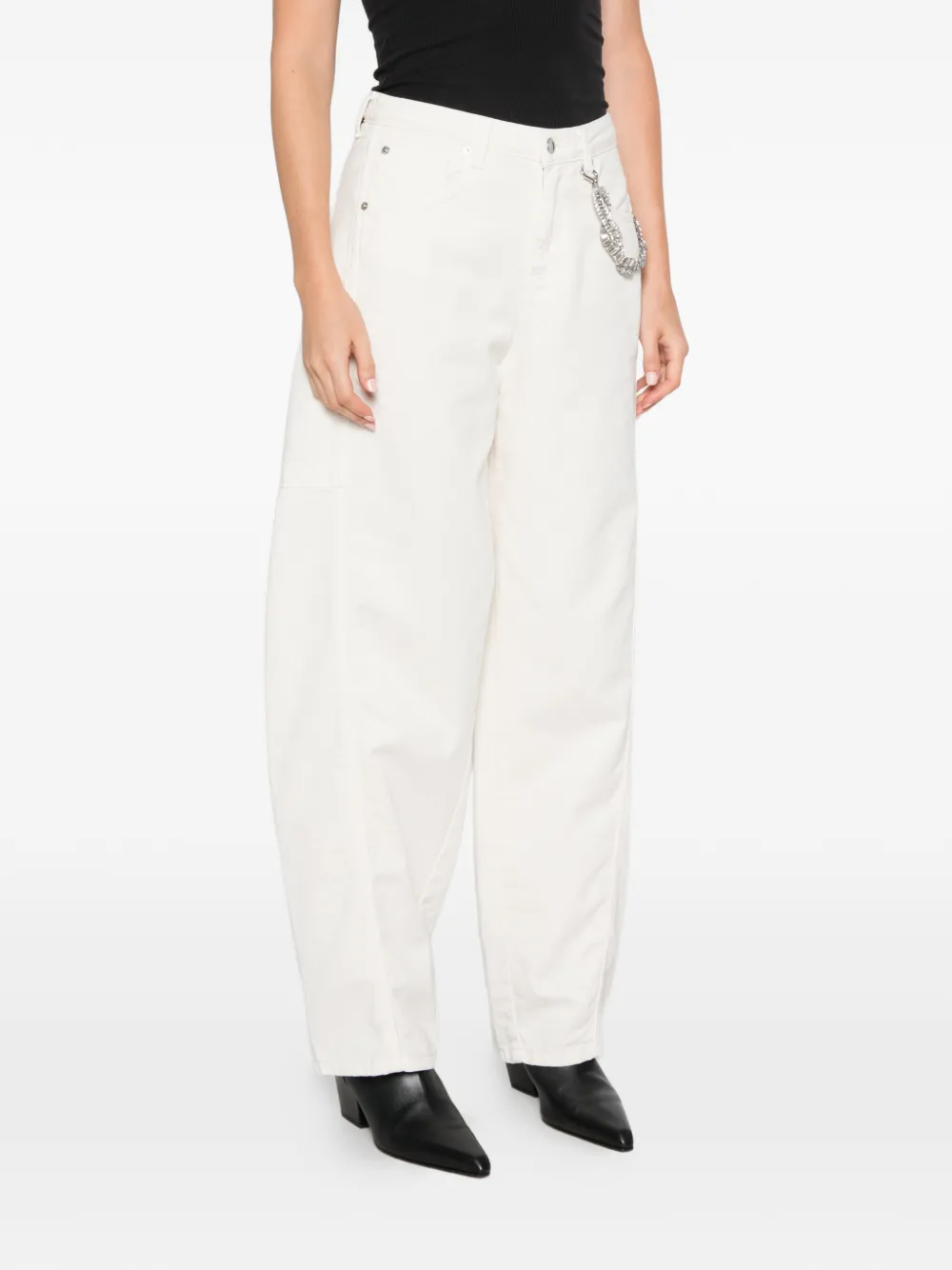 ERMANNO FIRENZE Broek verfraaid met kristallen en schakelketting Beige