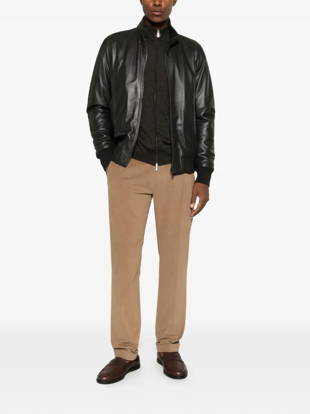 Berwich Retro Long straight plooibroek Bruin