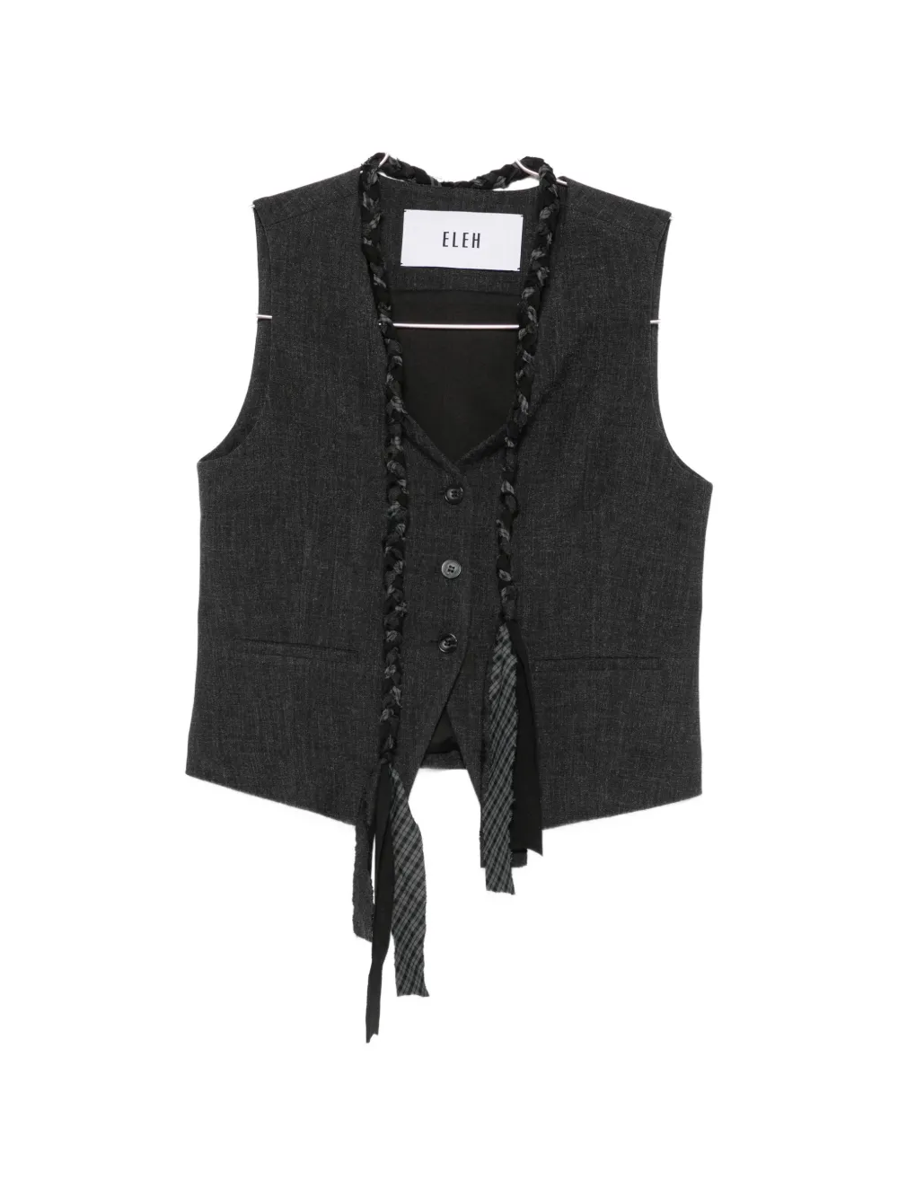 Eleh braided-trim sleeveless waistcoat - Grau