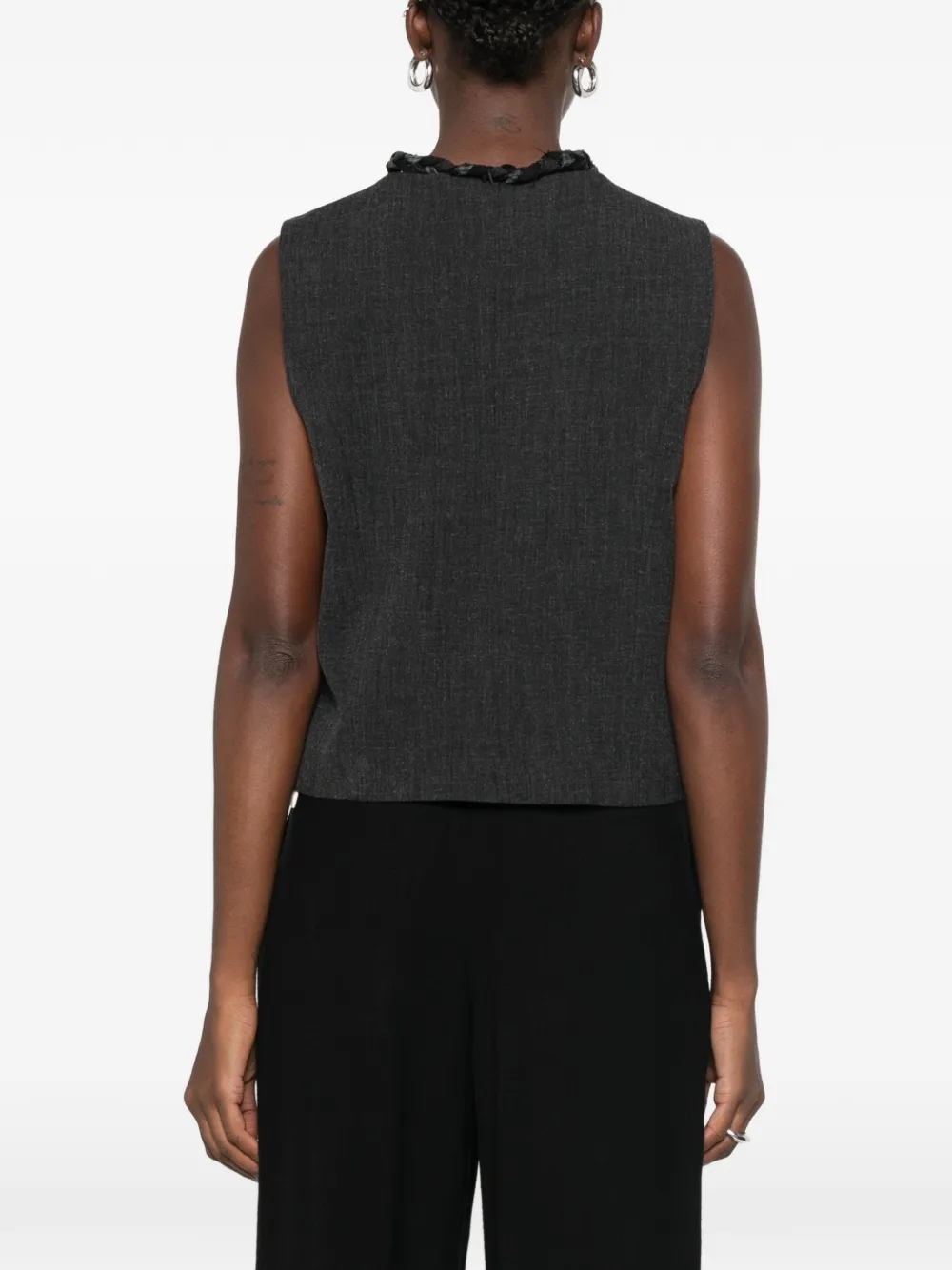 Eleh Gilet met gevlochten afwerking Grijs