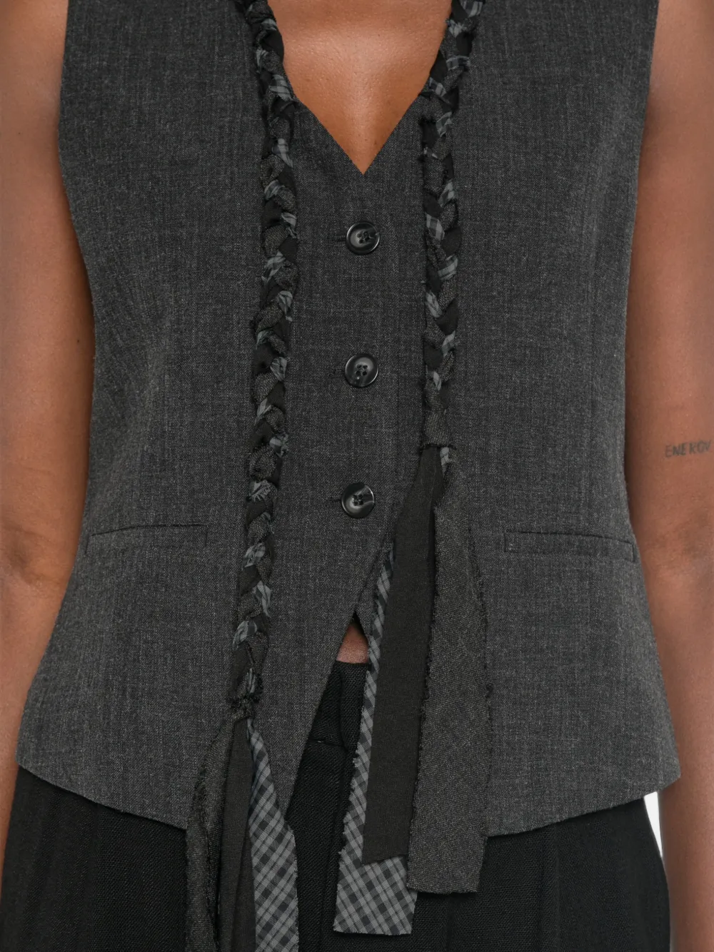 Eleh Gilet met gevlochten afwerking Grijs