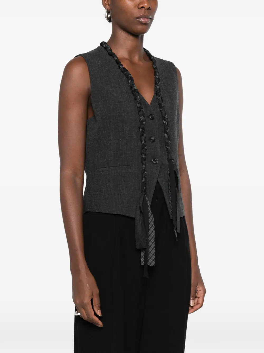Eleh Gilet met gevlochten afwerking Grijs