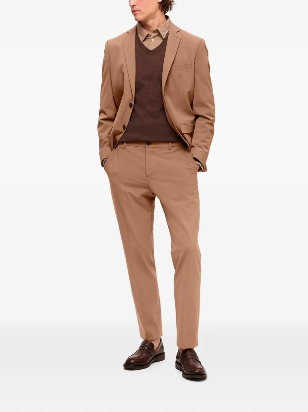 SELECTED Skinny broek met riemlussen Beige
