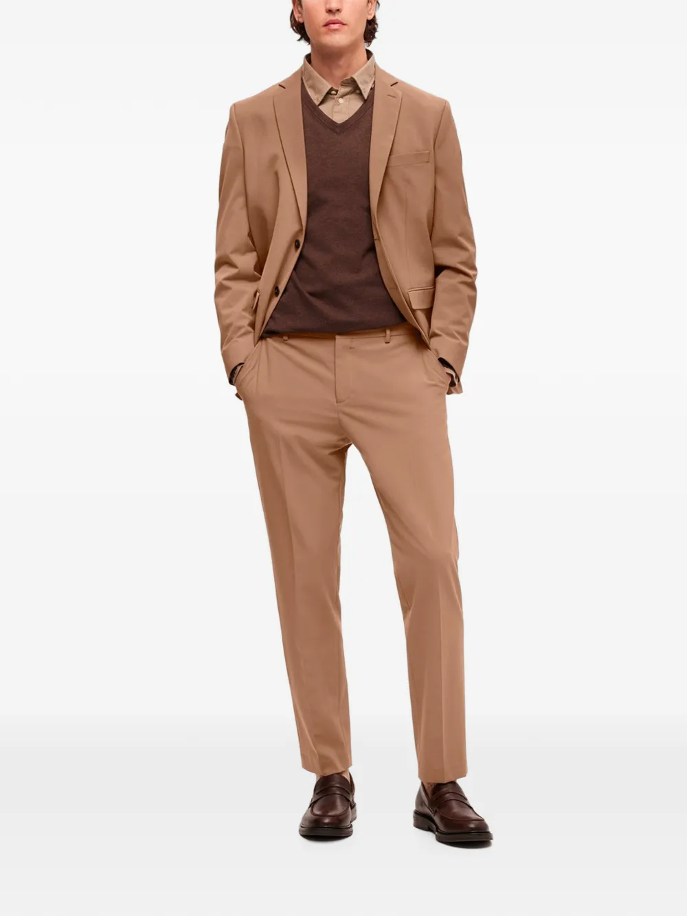 SELECTED Skinny broek met riemlussen Beige
