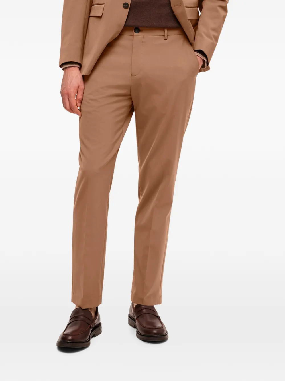 SELECTED Skinny broek met riemlussen Beige