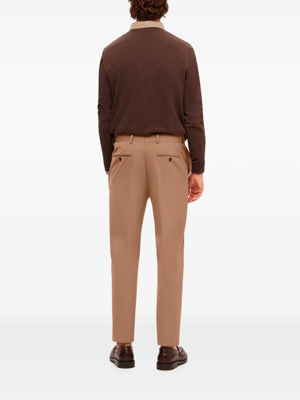 SELECTED Skinny broek met riemlussen Beige