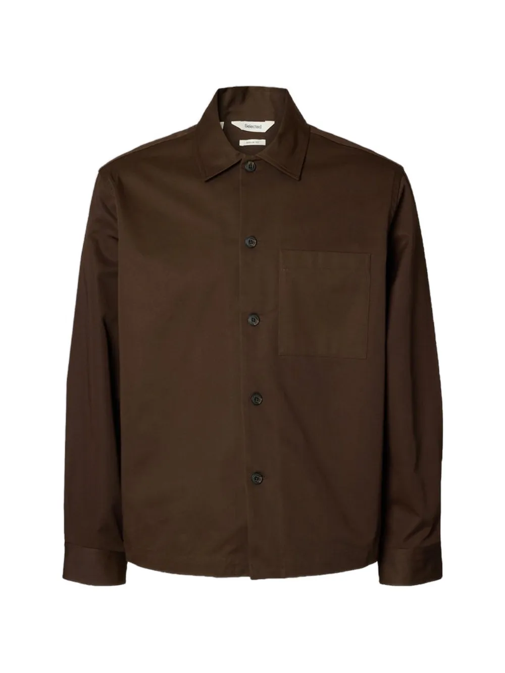 Selected Heavy-twill Overshirt In Brown