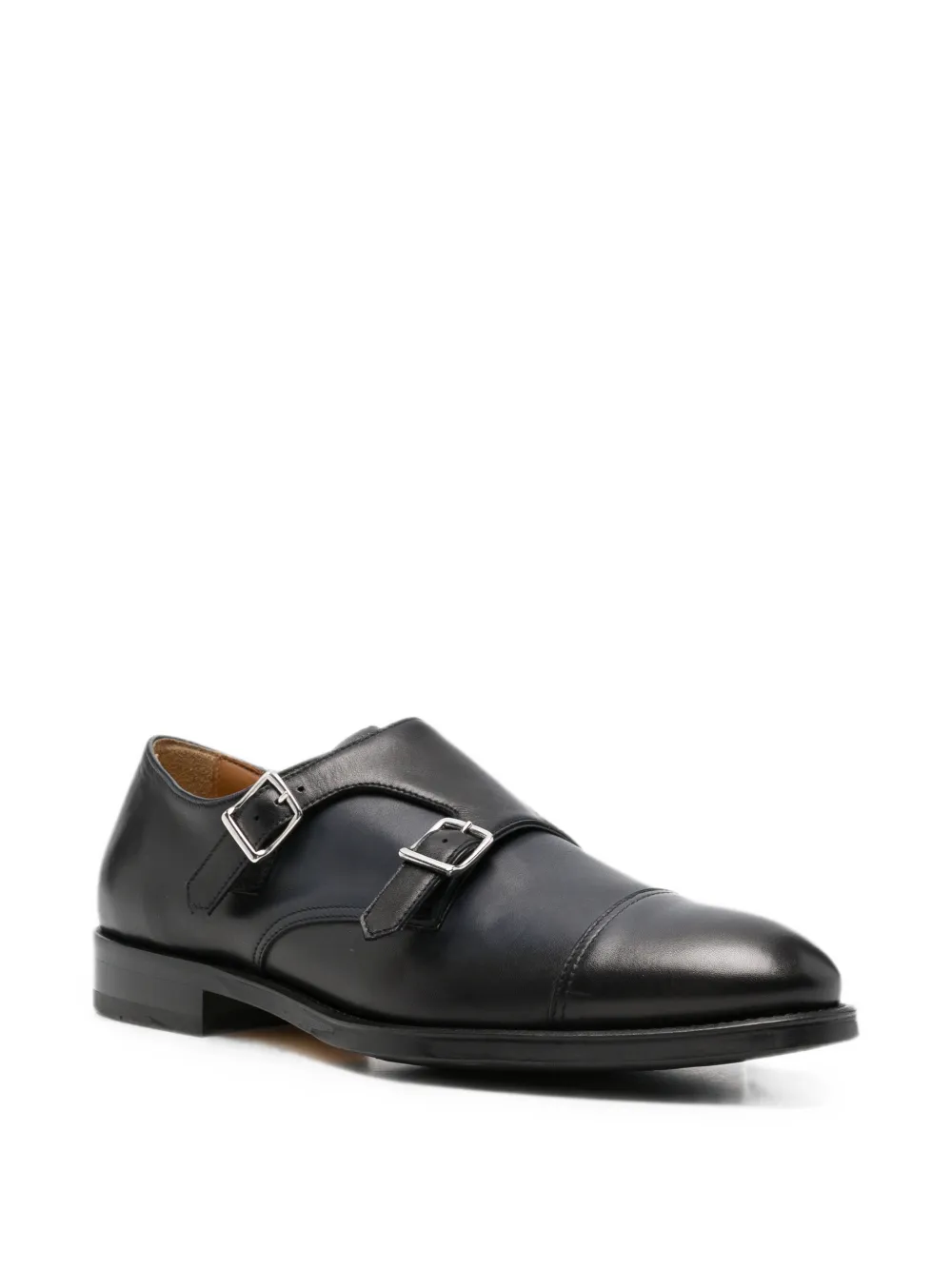 Doucal's double-buckle monk shoes Zwart