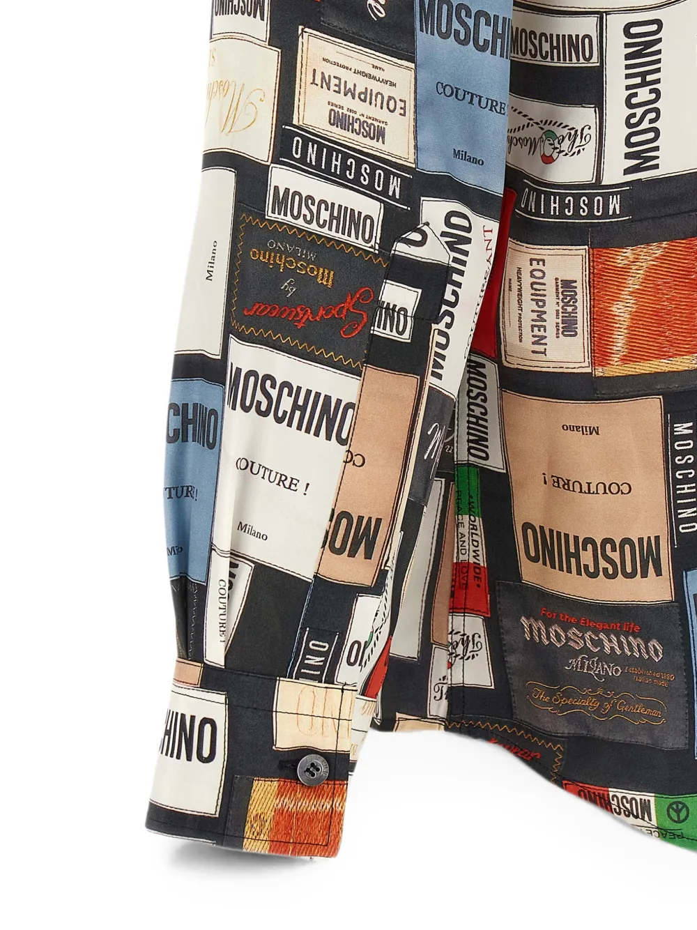 Moschino Zijden overhemd met labelprint Zwart