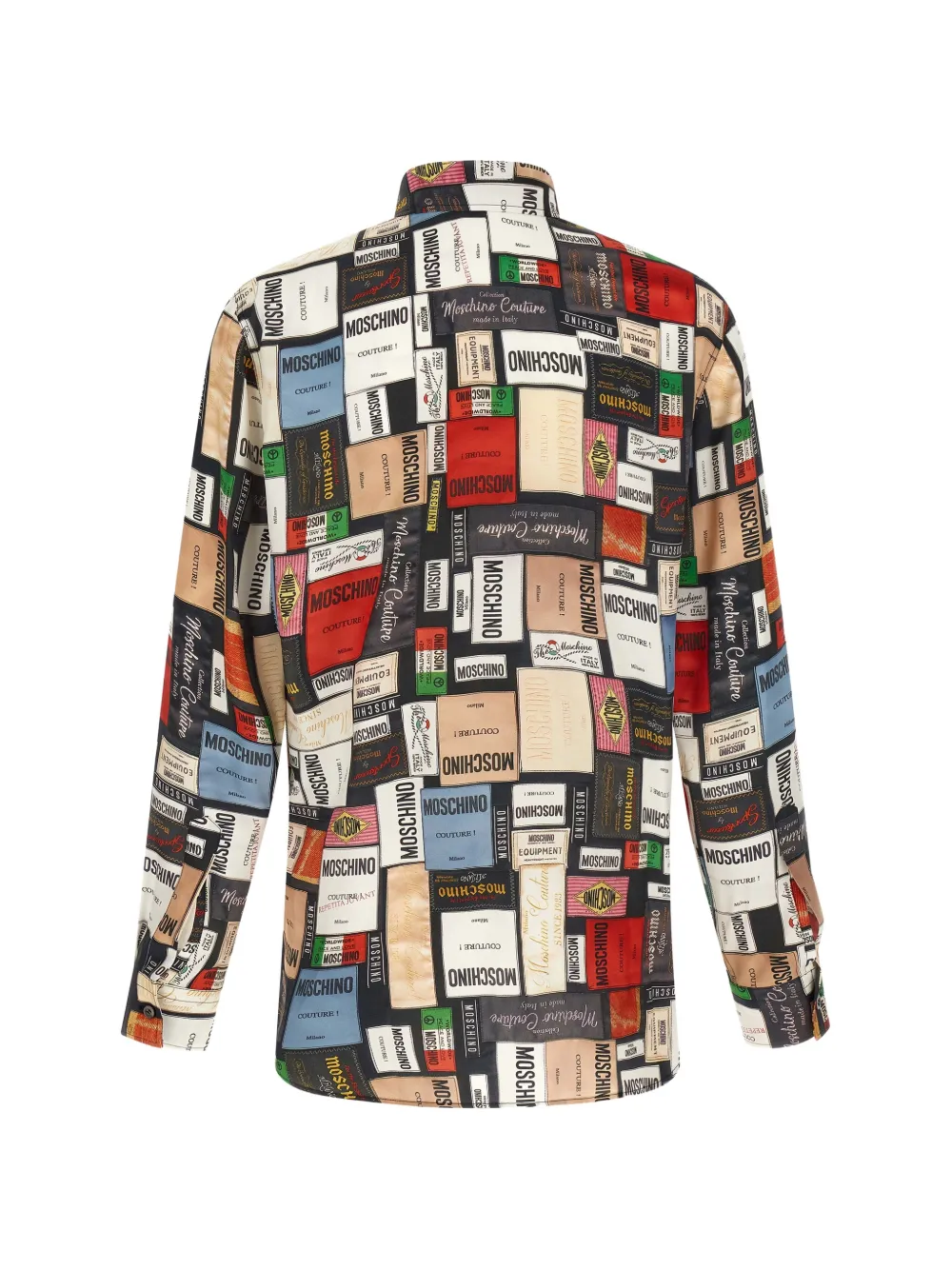 Moschino Zijden overhemd met labelprint Zwart