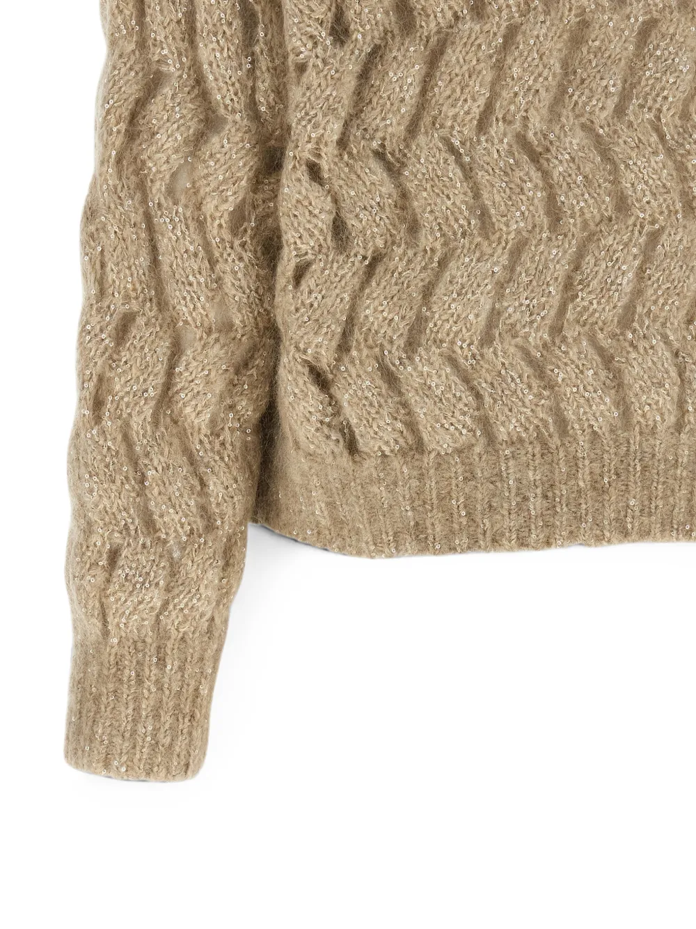 Brunello Cucinelli Dazzling Waves opengewerkte trui Beige