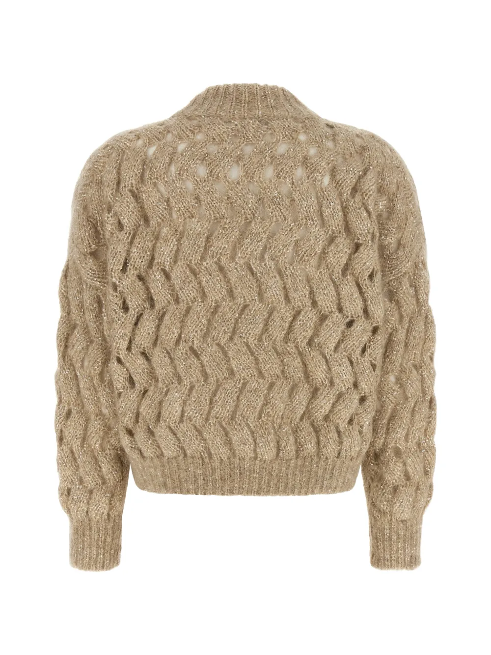 Brunello Cucinelli Dazzling Waves opengewerkte trui Beige