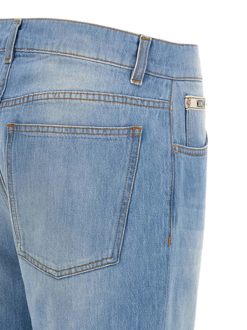 Moschino logo-patch straight-leg jeans Blauw