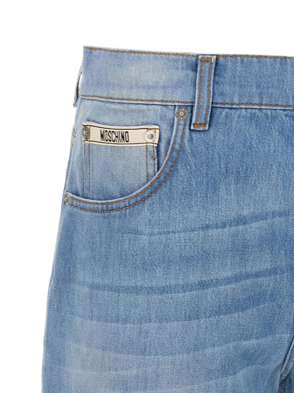 Moschino logo-patch straight-leg jeans Blauw