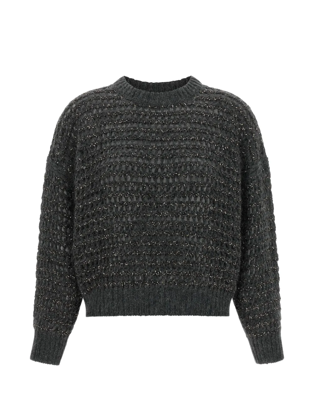Brunello Cucinelli sequin-embellished open-mesh sweater - Grau