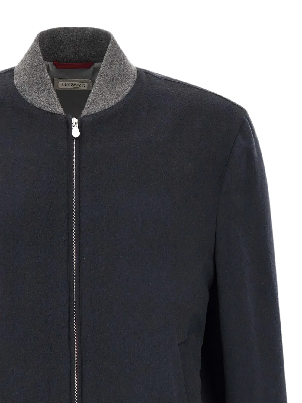 Brunello Cucinelli cashmere zip-up bomber jacket Blauw