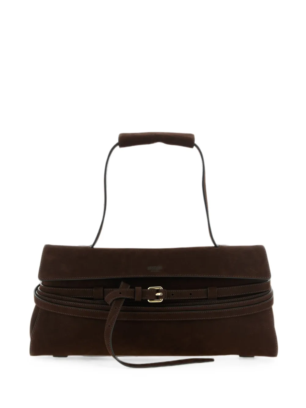 Moschino Tie Me buckle-detail shoulder bag - Marrone