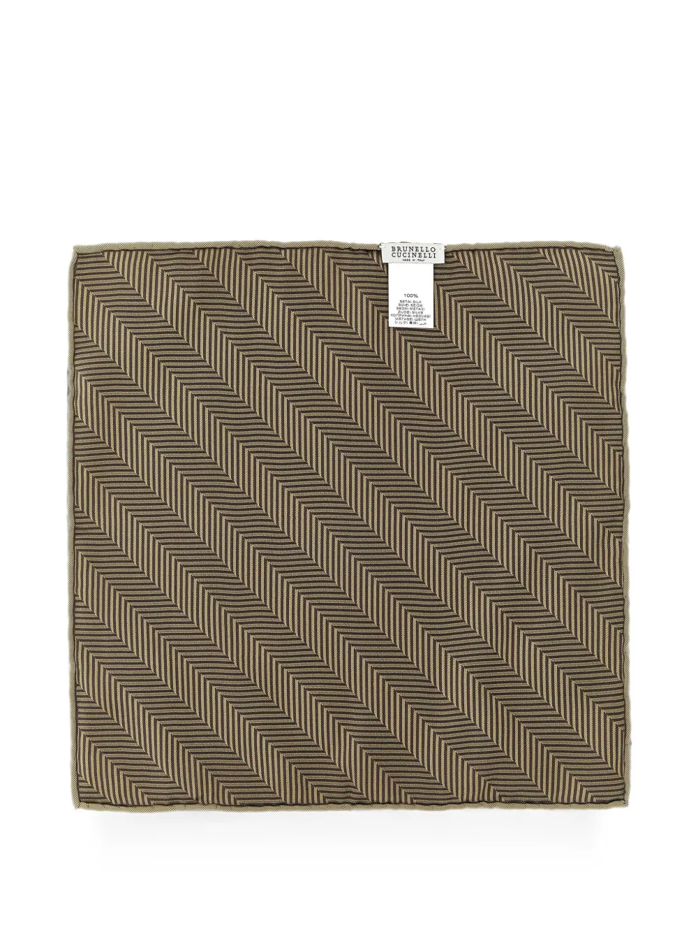 Brunello Cucinelli chevron-pattern silk pocket square - Marrone