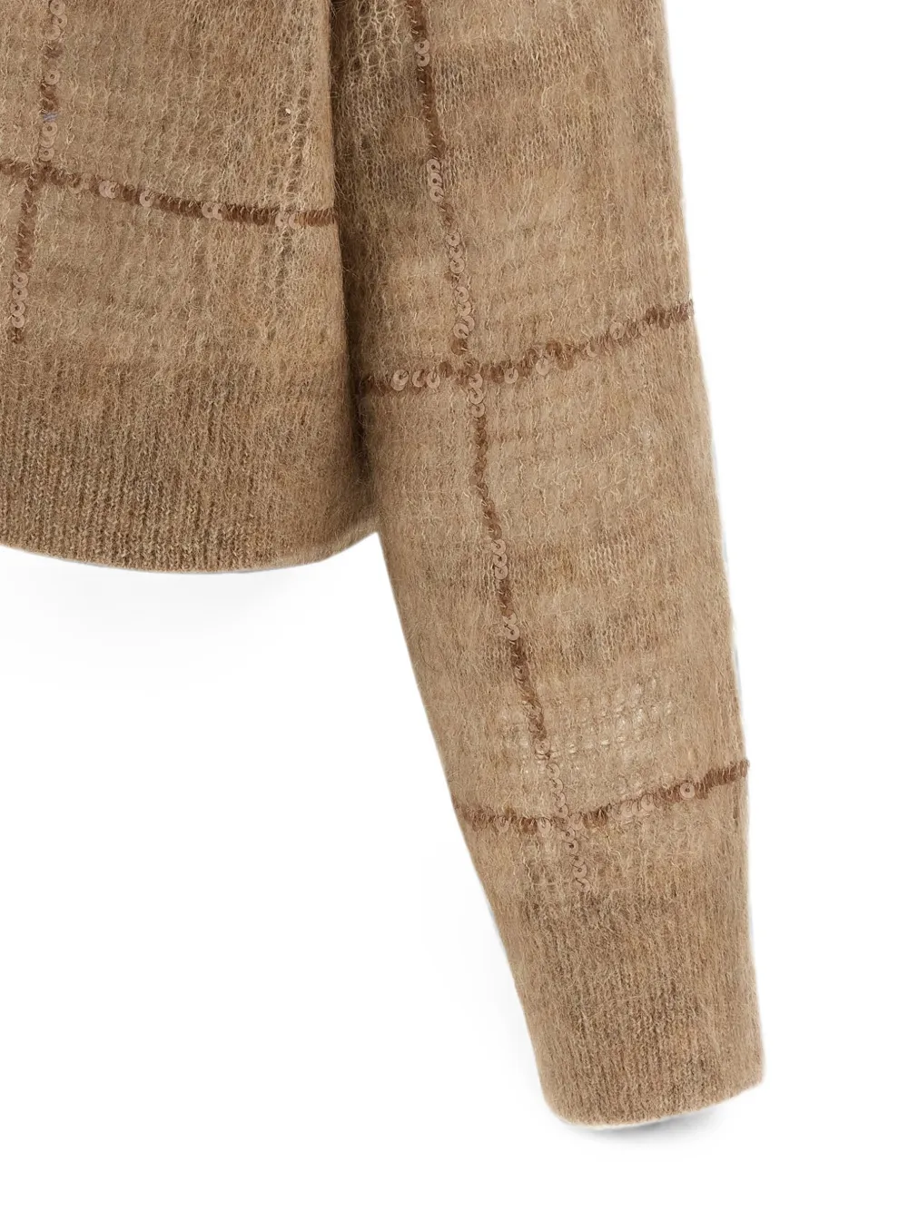 Brunello Cucinelli Geruite trui met pailletten Beige
