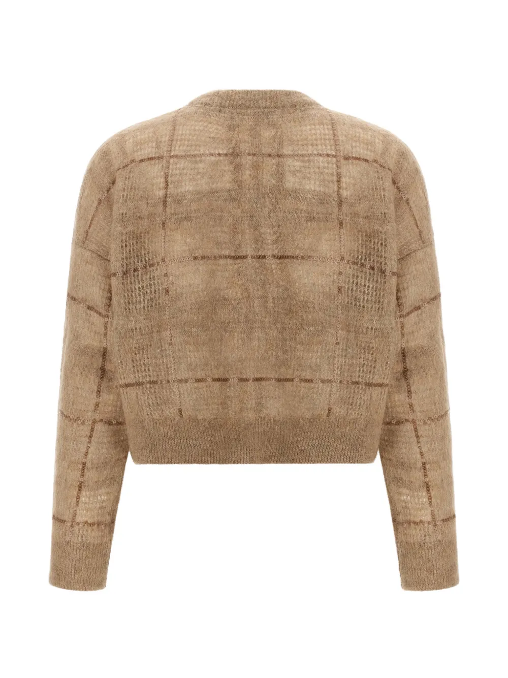 Brunello Cucinelli Geruite trui met pailletten Beige