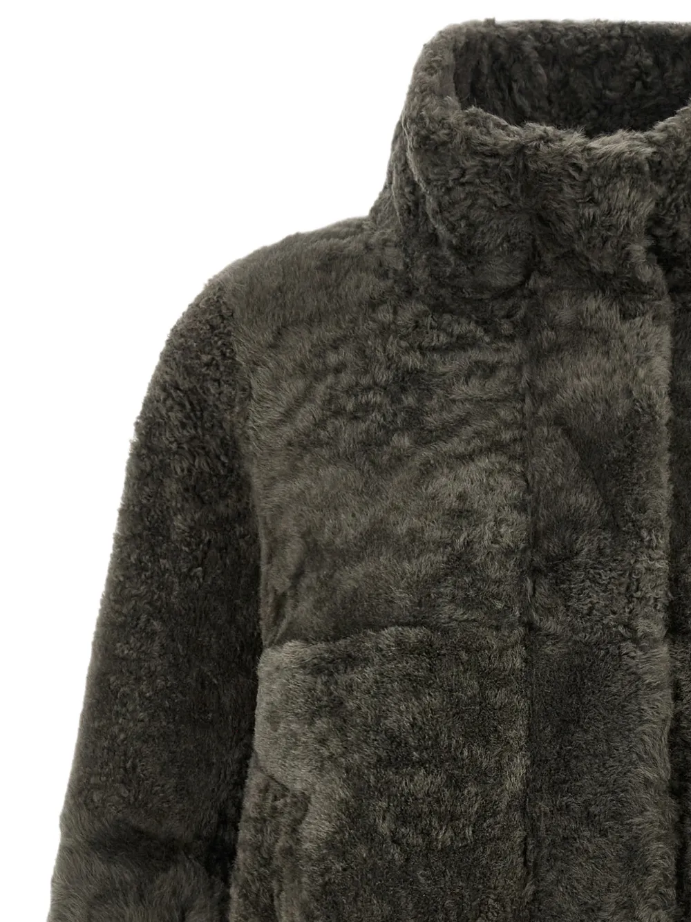 Brunello Cucinelli Lamsleren jack met vlakken Grijs