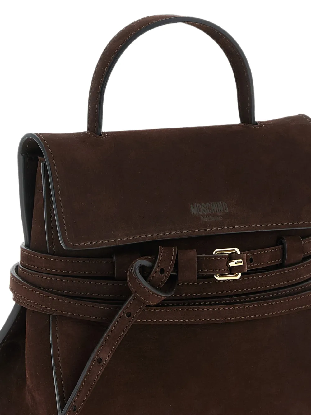 Moschino Kleine Tie Me Nubuck shopper Bruin