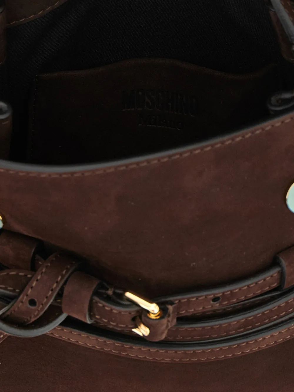 Moschino Kleine Tie Me Nubuck shopper Bruin