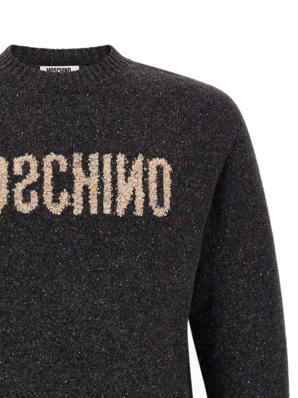 Moschino Trui met geborduurd logo en spiegelende print Grijs