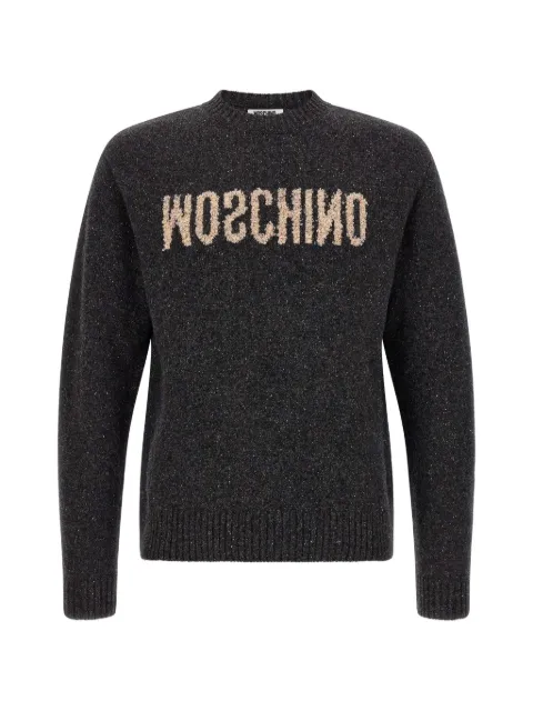 Moschino mirrored logo bouclé-embroidered sweater