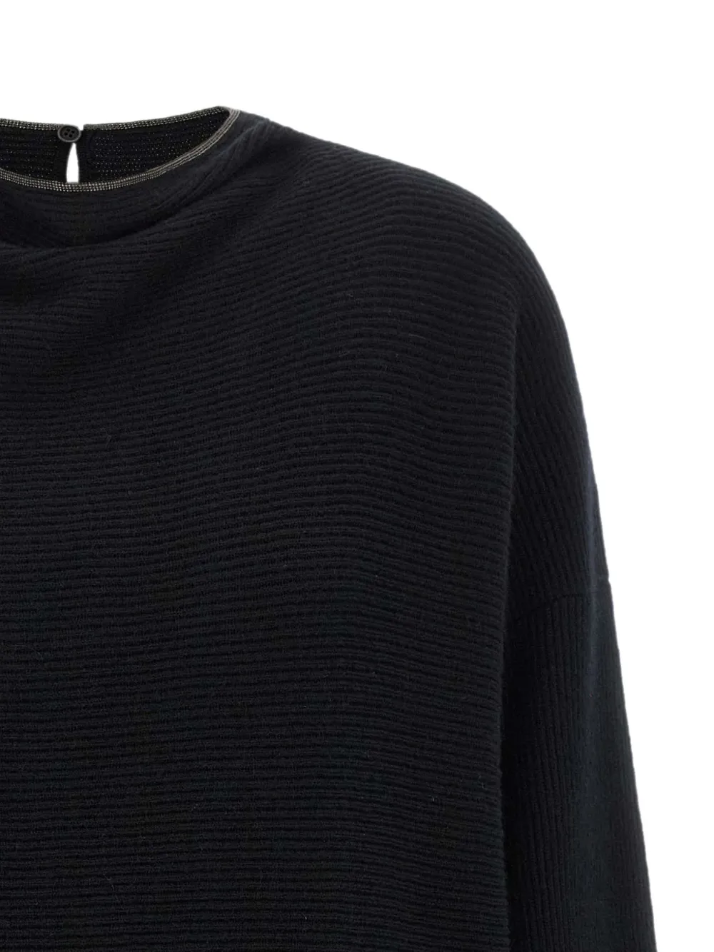 Brunello Cucinelli Monile ribgebreide mini-jurk Zwart