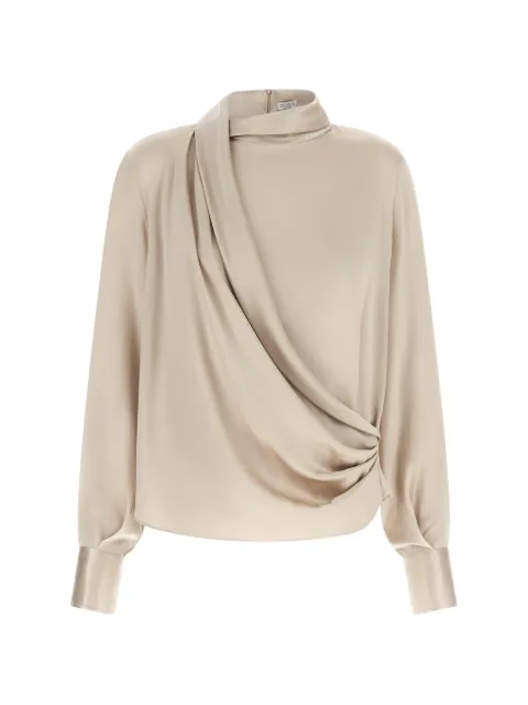Brunello Cucinelli asymmetric draped blouse