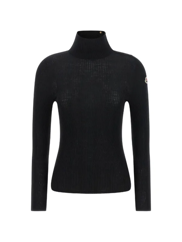 Moncler Ribbed-knit Roll-neck Sweater in Black