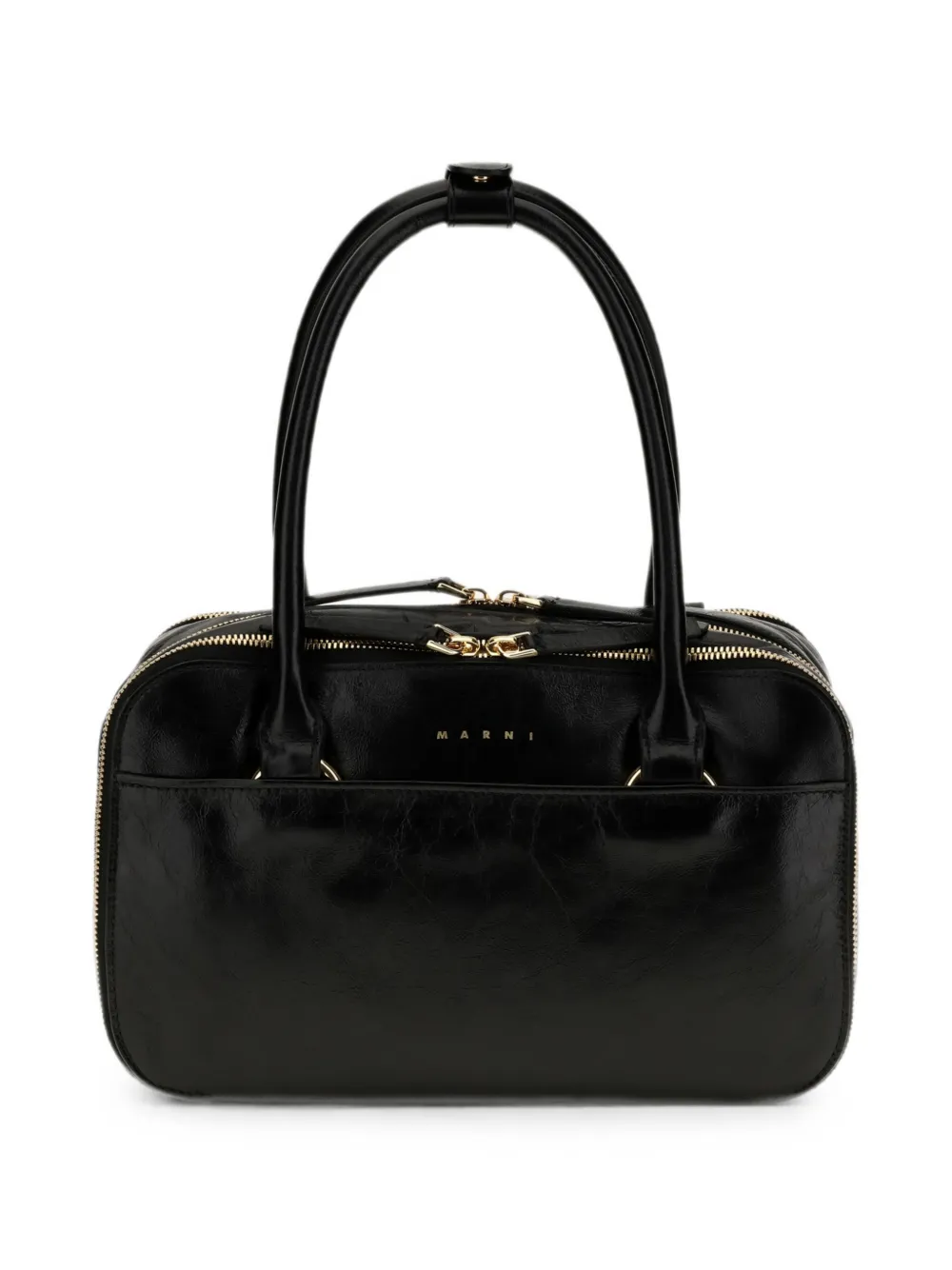 Marni Boxyne leren shopper Zwart