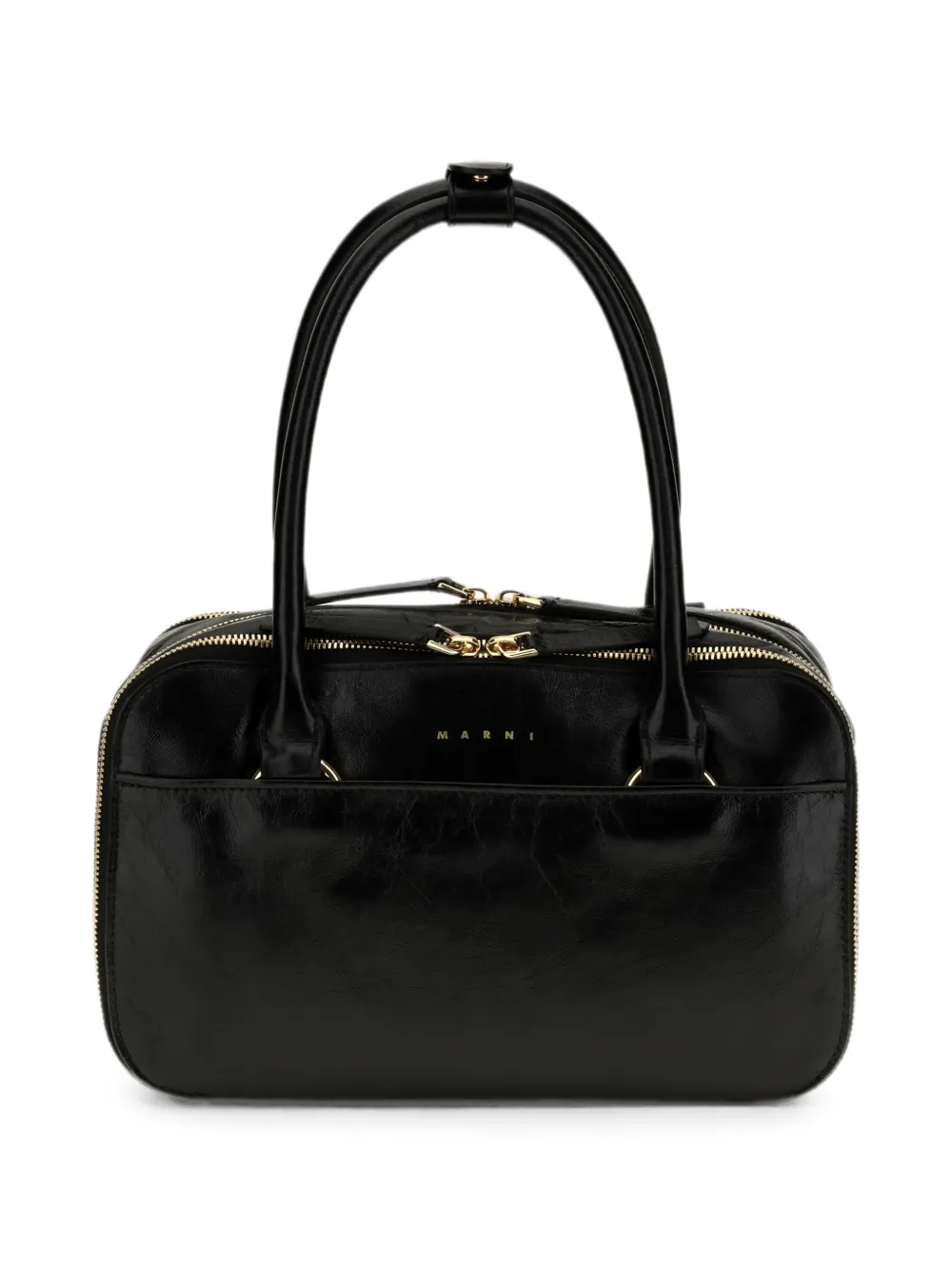 Marni Boxyne leren shopper Zwart