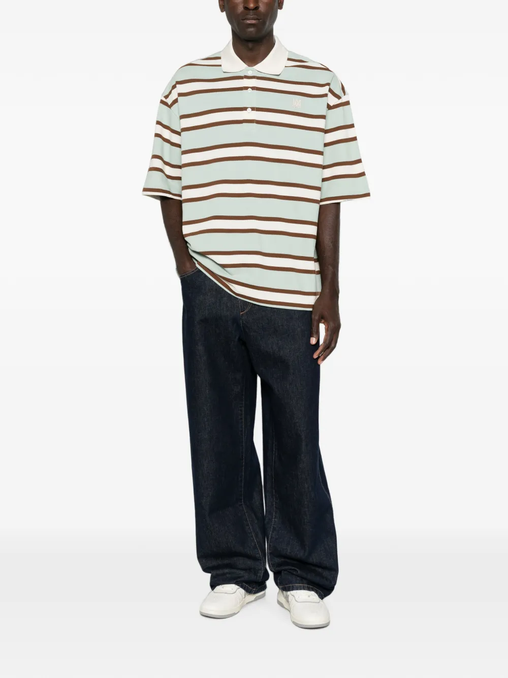 AMIRI striped short-sleeve polo shirt Groen