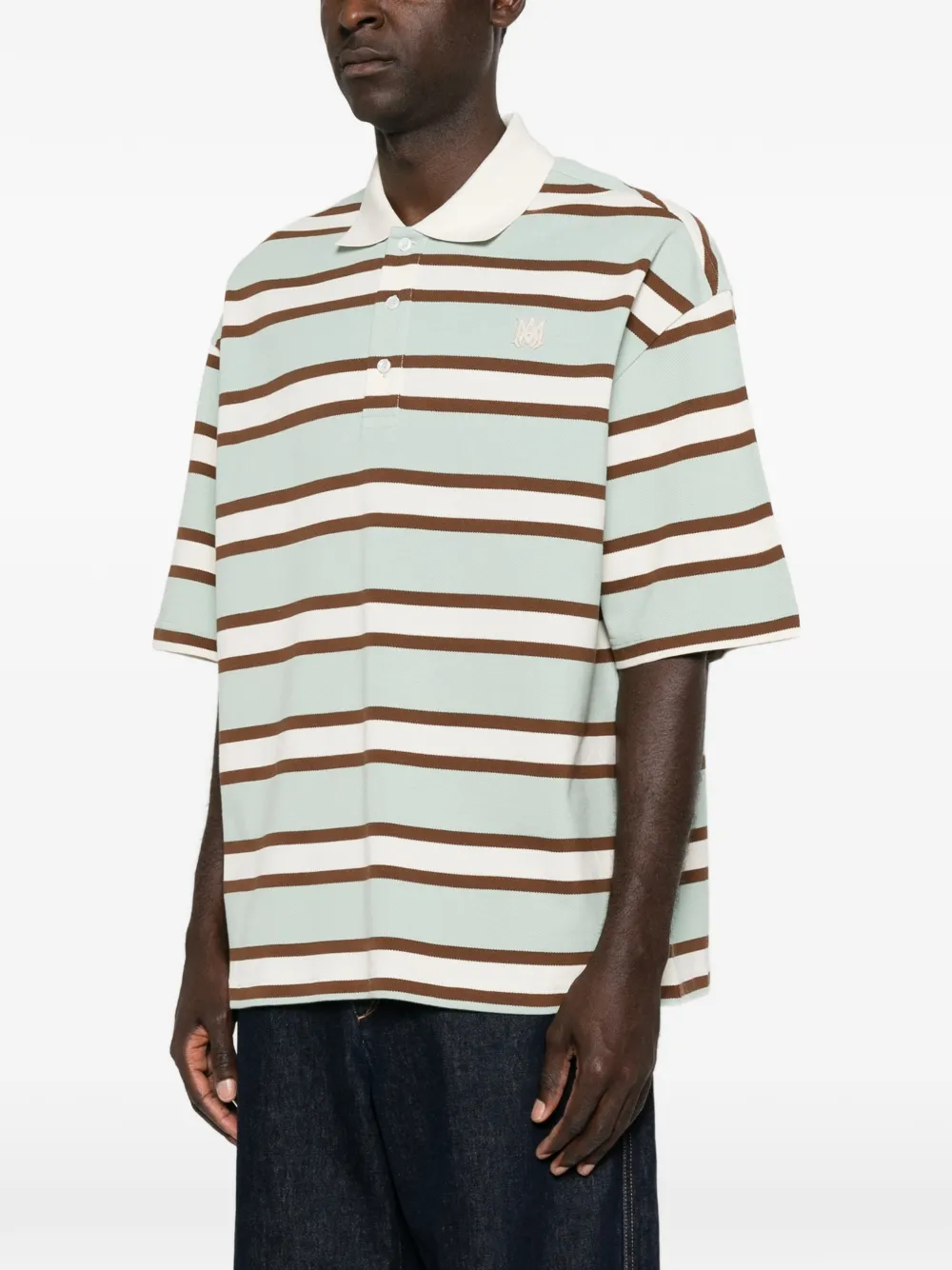 AMIRI striped short-sleeve polo shirt Groen