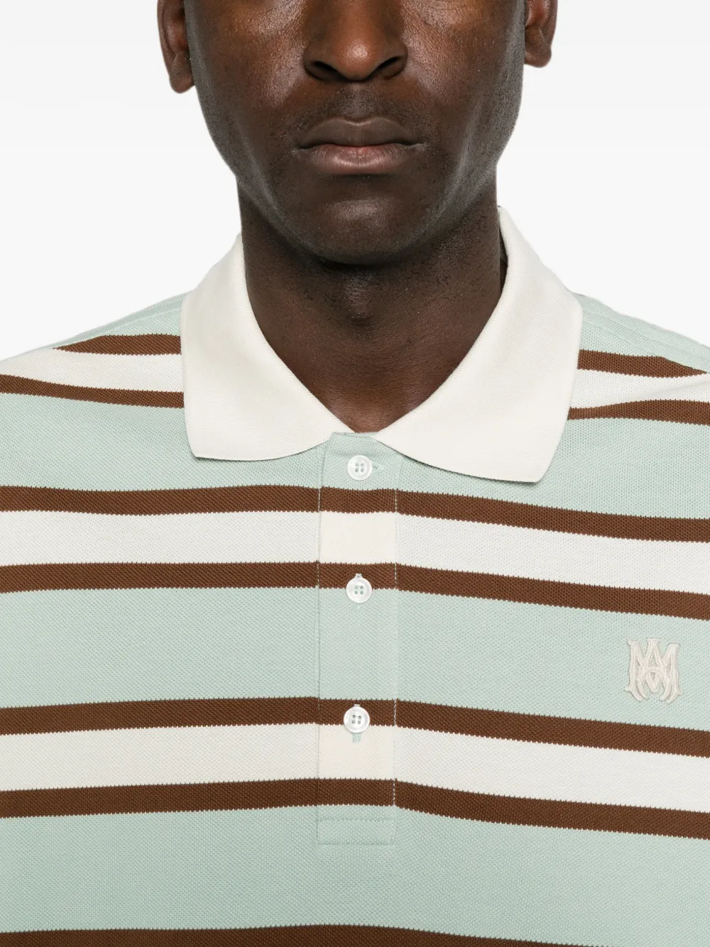 AMIRI striped short-sleeve polo shirt Groen