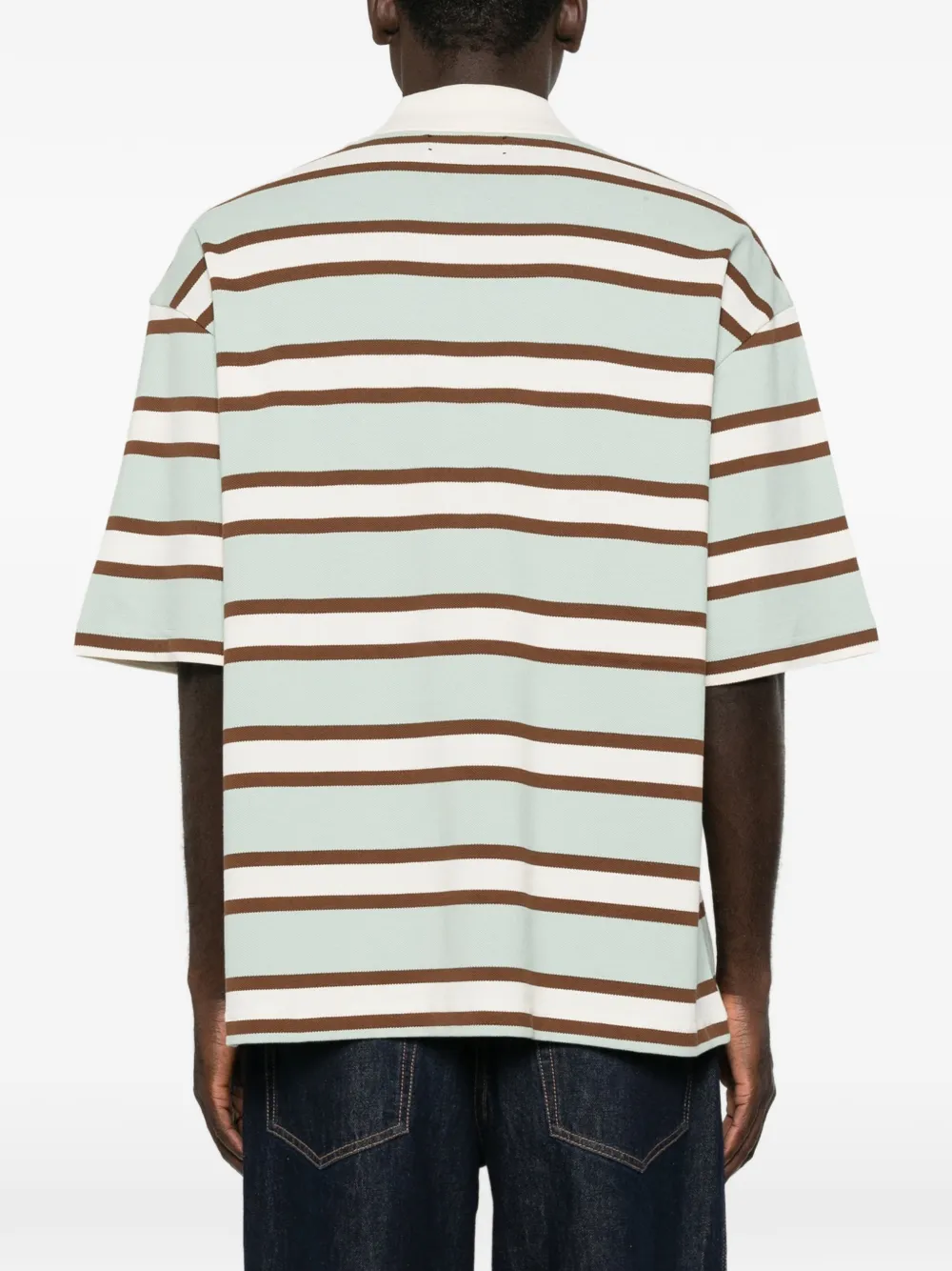 AMIRI striped short-sleeve polo shirt Groen